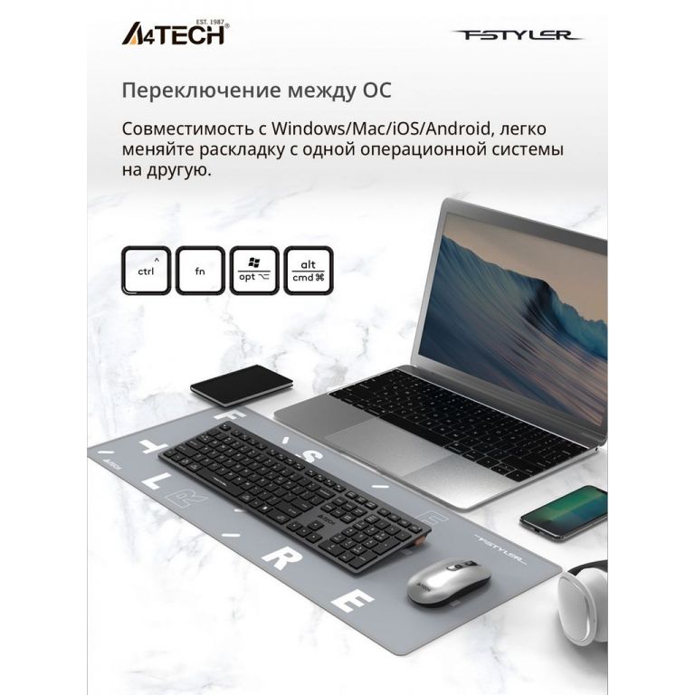 Клавиатура A4Tech Fstyler FBX50C (серый/черный)
