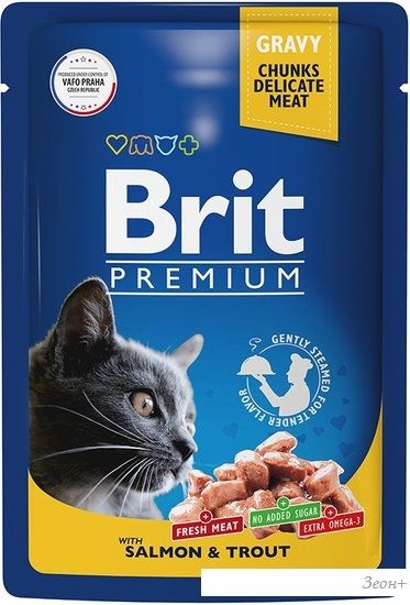 Пресервы Brit Premium лосось и форель в соусе 85 г