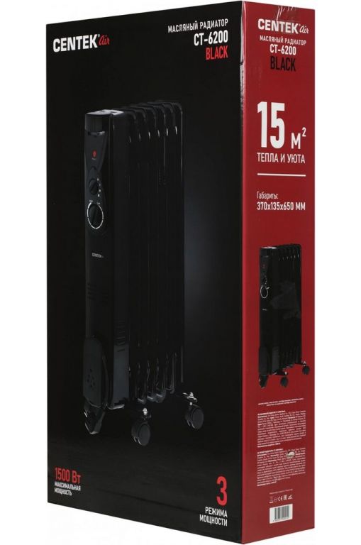 Масляный радиатор CENTEK CT-6200 Black