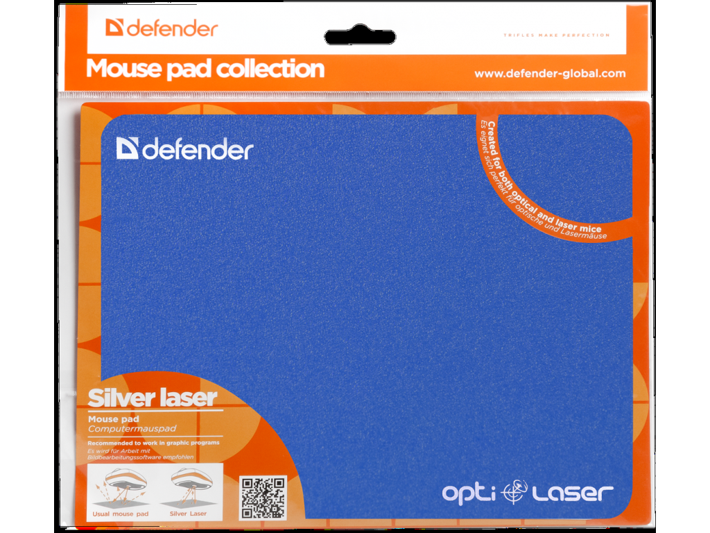 Коврик для мыши Defender Silver Opti-Laser (ассорти) без выбора цвета