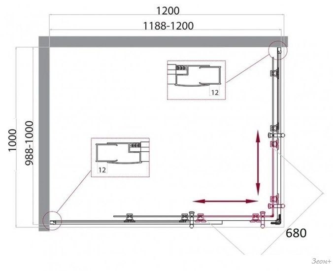 Душевой уголок BelBagno UNO-195-AH-2-120/100-C-Cr (прозрачное стекло)