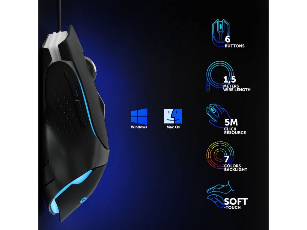 Мышь Оклик GMNG 703GM черный оптическая (3200dpi) USB (6but)
