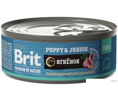 Консервированный корм для собак Brit для щенков всех пород с ягненком 100 г