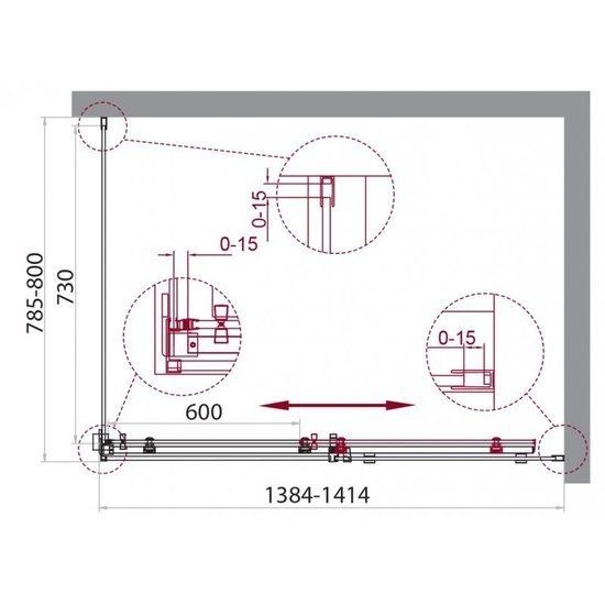 Душевой уголок BelBagno ACQUA-AH-1-140/80-C-Cr