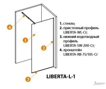 Душевая стенка Cezares LIBERTA-L-1-90-C-Cr
