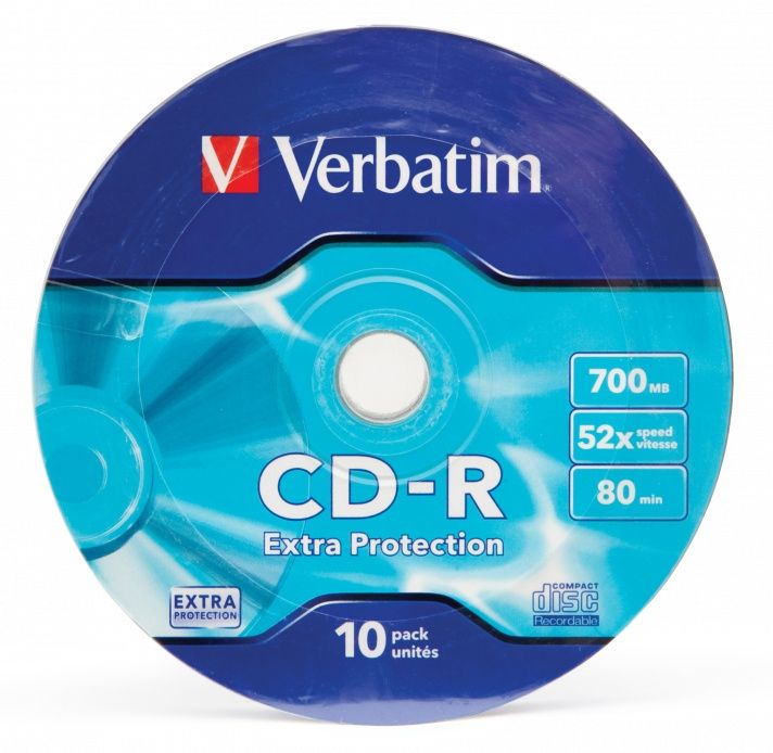 CD-R диск Verbatim DL Extra Protection 700Mb 52x 43725 (CakeBox, 10 шт.)