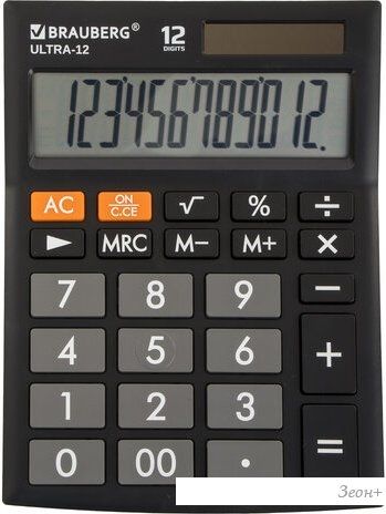 Бухгалтерский калькулятор BRAUBERG Ultra 12-BK 250491 (черный)