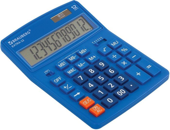 Бухгалтерский калькулятор BRAUBERG Extra 12-BU 250482 (синий)