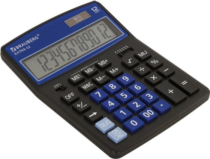 Бухгалтерский калькулятор BRAUBERG Extra 12-BKBU 250472 (черный/синий)