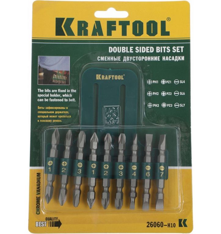 Набор бит KRAFTOOL 26060-H10 (9 шт)