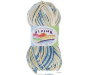 Набор пряжи для вязания Alpina Yarn Katrin №155 (2x140 м, желтый/синий/белый/салатовый)