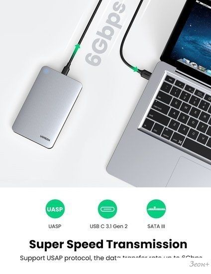 Бокс для накопителей 2.5" Ugreen CM300