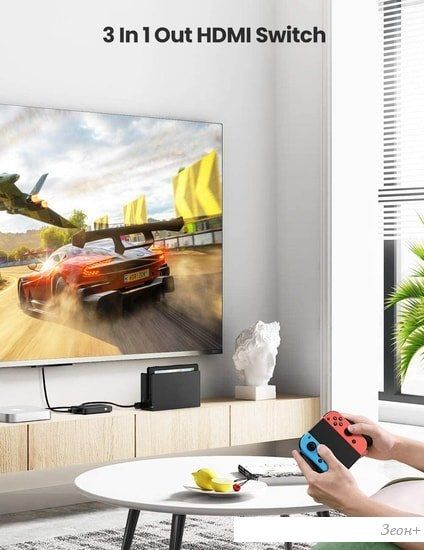 Переключатель Ugreen CM332 80125 4 x HDMI (с пультом ДУ, черный)