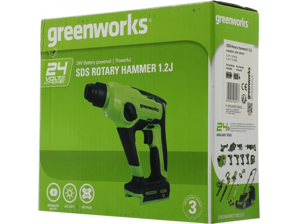 Перфоратор Greenworks GD24SDS1 3803107 (без АКБ)