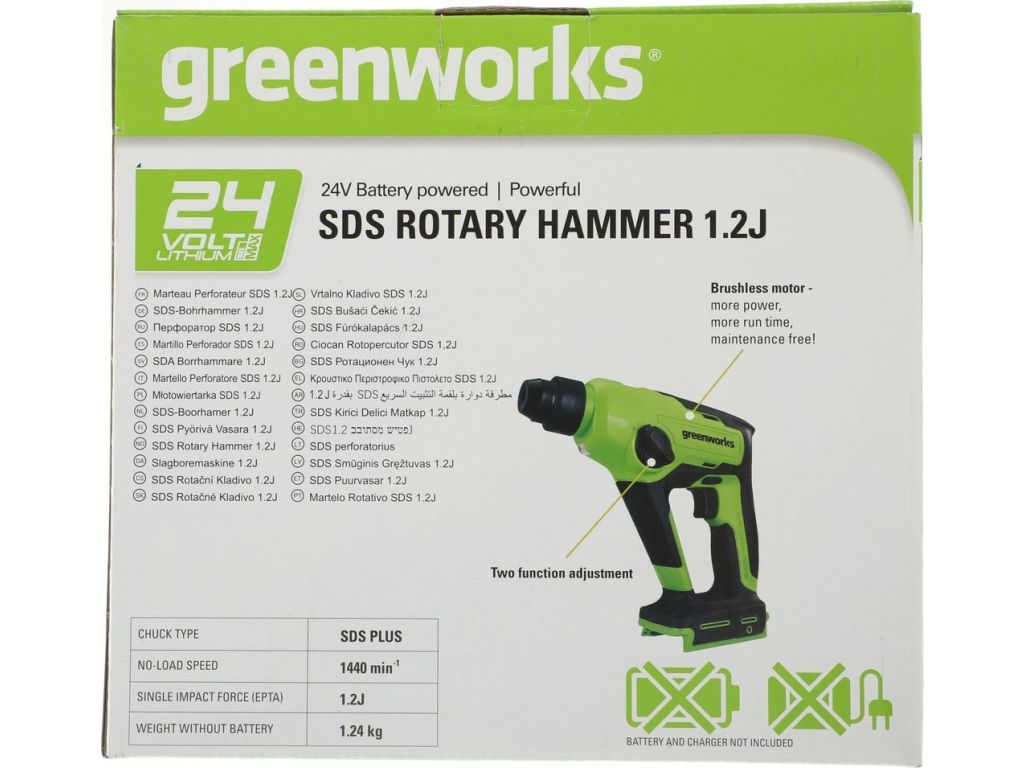 Перфоратор Greenworks GD24SDS1 3803107 (без АКБ)
