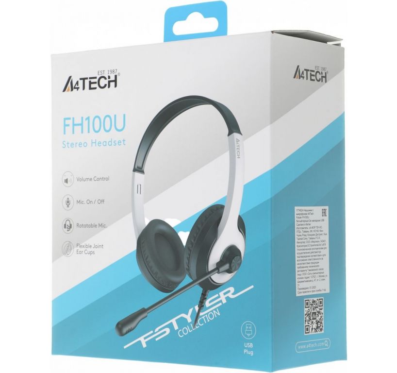 Наушники A4Tech Fstyler FH100U (белый/черный)