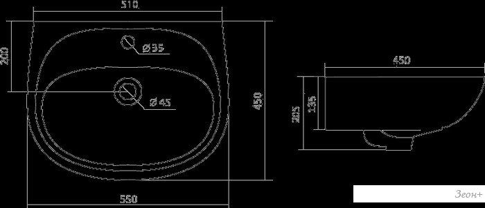 Умывальник Santek Анимо 55x45 (1WH110502)