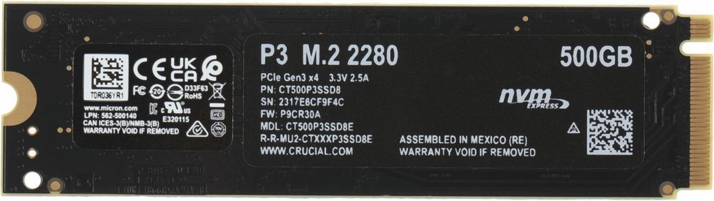 SSD Crucial P3 500GB CT500P3SSD8