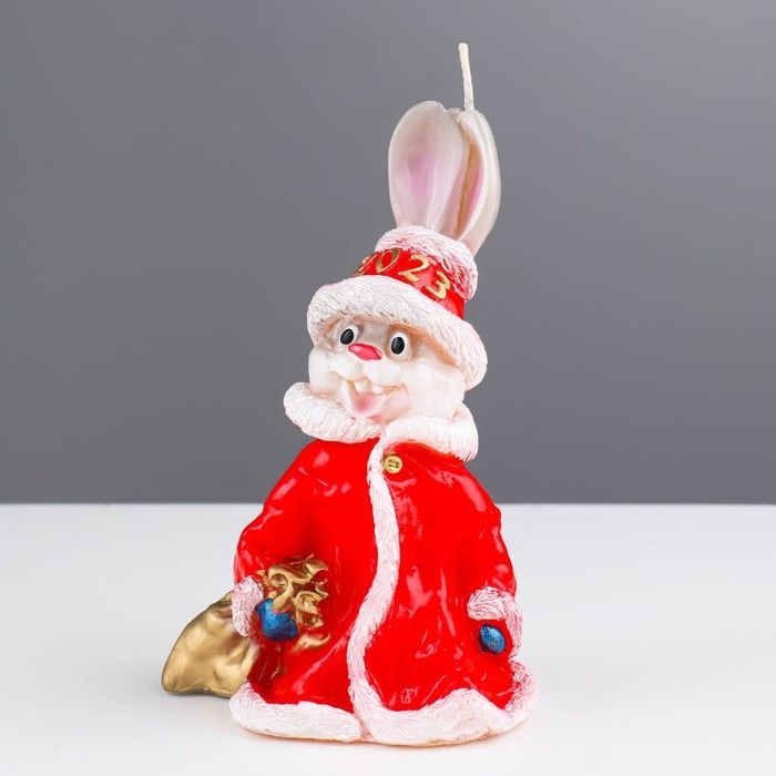 Свеча фигурная «Кролик-Дед Мороз», 14,5х9 см, 130 г