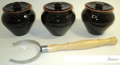 Набор горшочков Вятская керамика НБР ВК-1/3Ч (черный янтарь)