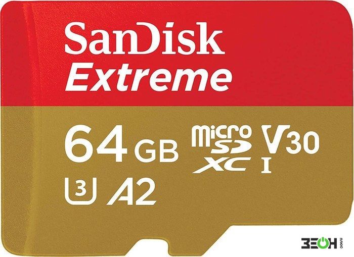 Карта памяти SanDisk Extreme microSDXC SDSQXAH-064G-GN6MN 64GB купить в Гомеле. Цена, фото, характеристики в интернет-магазине ZEON
