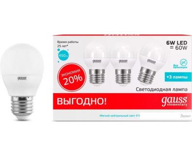   Gauss Elementary  6W 4100K E27 53226T (3 )