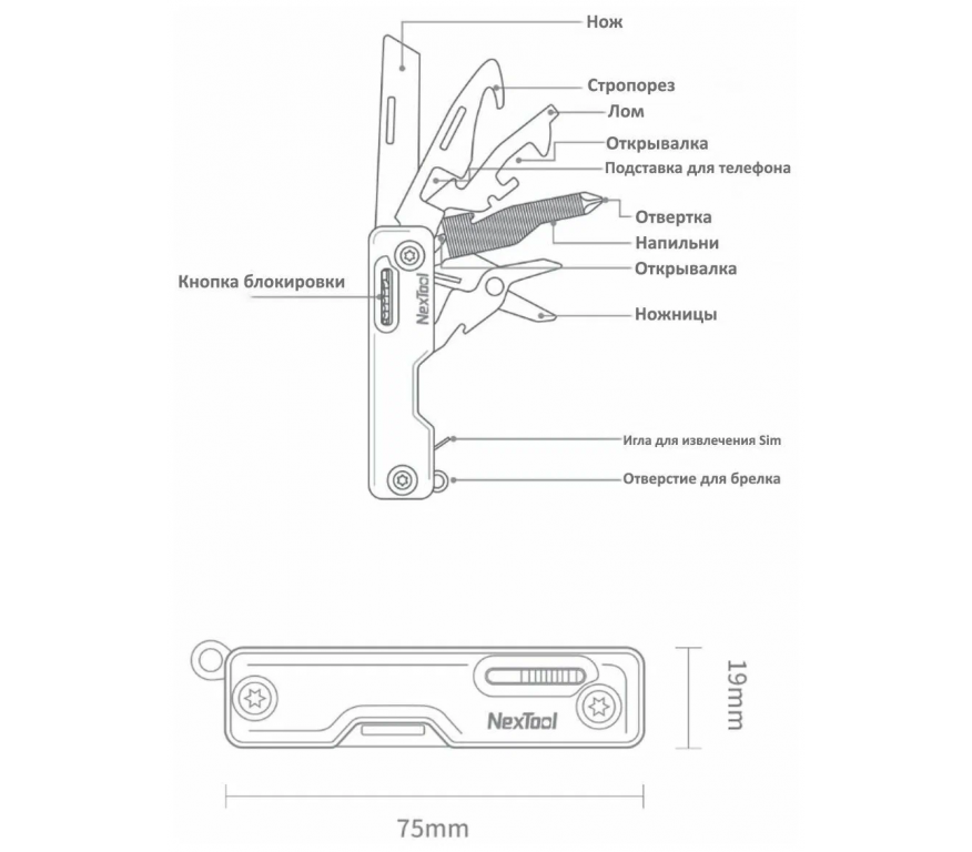 Мультитул-мини NexTool Multi Functional Knife NE20098 (зеленый)