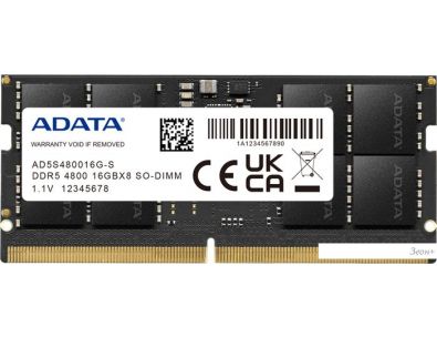   ADATA 16 DDR5 SODIMM 4800  AD5S480016G-S