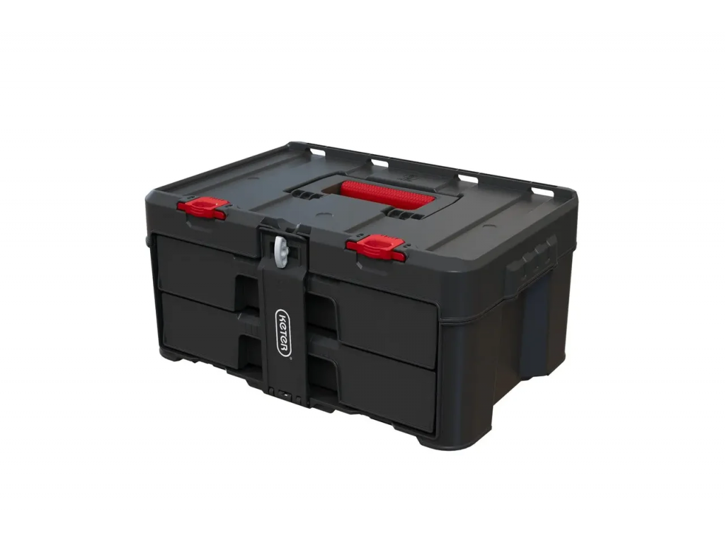 Ящик для инструментов Keter Stack'N'Roll 2 Drawers, чёрный, красный