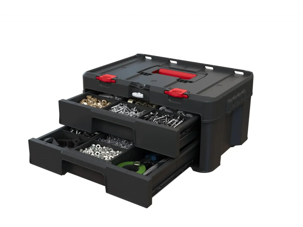 Ящик для инструментов Keter Stack'N'Roll 2 Drawers, чёрный, красный