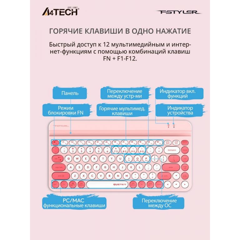 Клавиатура A4Tech Fstyler FBK30 (малина)