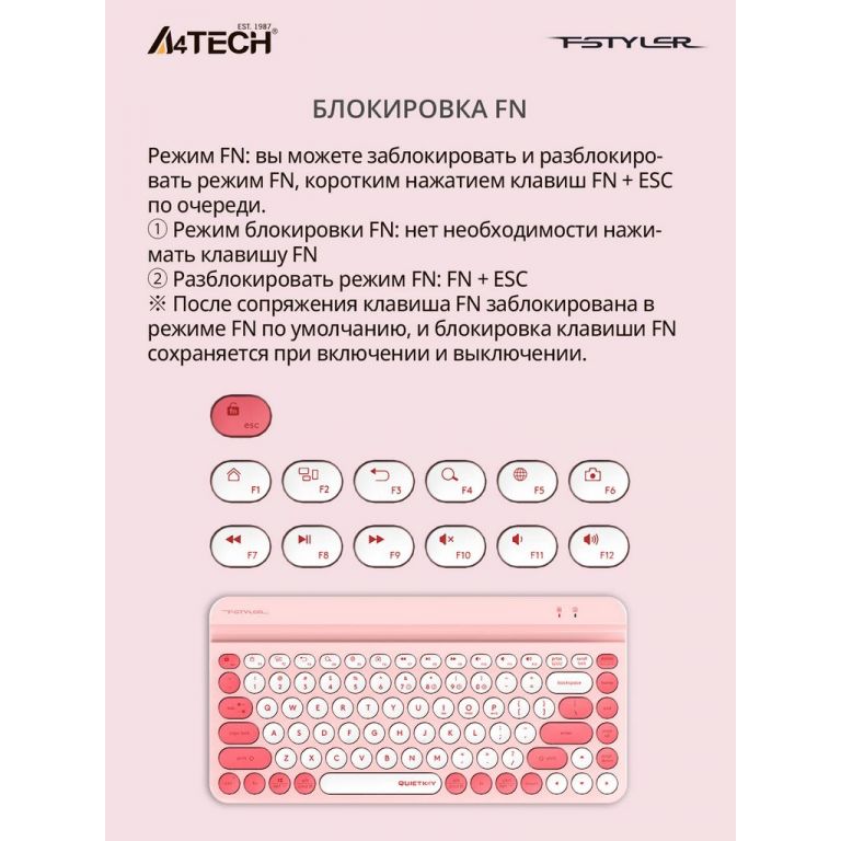 Клавиатура A4Tech Fstyler FBK30 (малина)