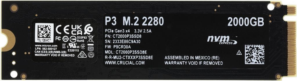 SSD Crucial P3 2TB CT2000P3SSD8