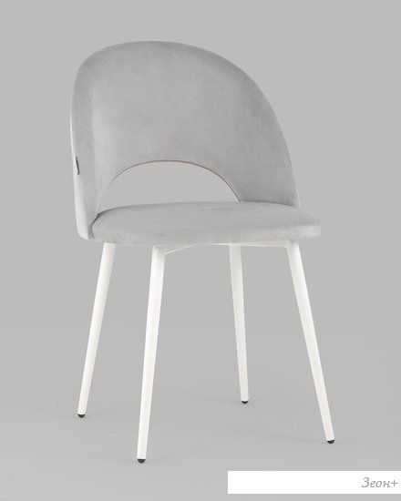 Стул Stool Group Меган AV 415-H09-02(P) (велюр светло-серый/белые ножки)