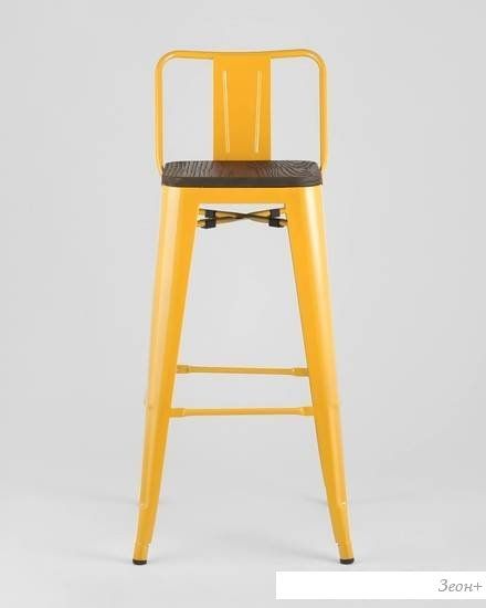 Стул Stool Group Tolix со спинкой YD-H765E-W LG-06 (желтый глянцевый/темное дерево)