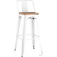 Стул Stool Group Tolix Wood со спинкой YD-H675E-W LG-02 (белый глянцевый/светлое дерево)