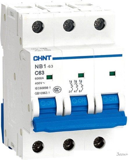 Выключатель автоматический Chint NB1-63H 3P 50A 10кА C 179876