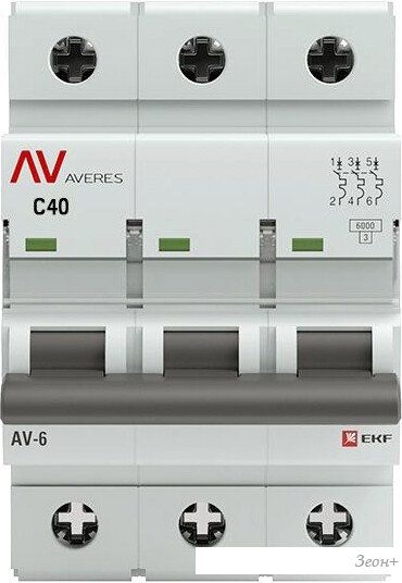 Выключатель автоматический EKF Averes AV-6 3P 40A (C) 6kA mcb6-3-40C-av