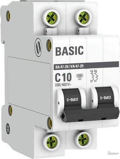 Выключатель автоматический EKF ВА 47-29 2P 10A (C) 4.5кА mcb4729-2-10C
