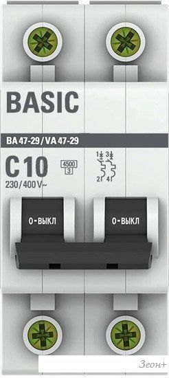 Выключатель автоматический EKF ВА 47-29 2P 10A (C) 4.5кА mcb4729-2-10C