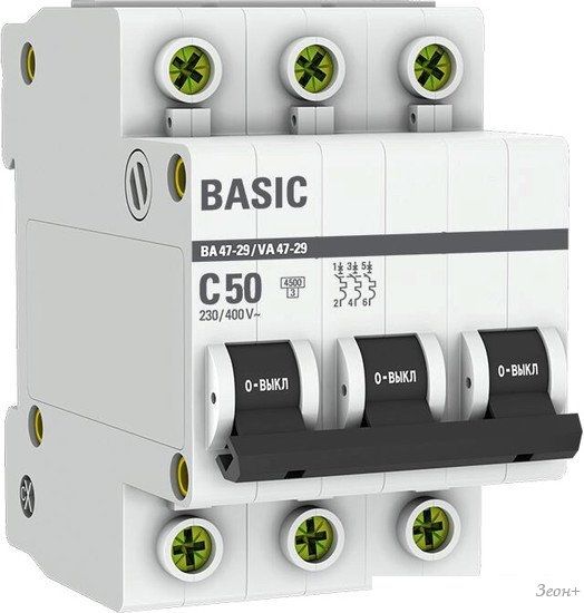 Выключатель автоматический EKF ВА 47-29 3P 50А (С) 4.5кА mcb4729-3-50C