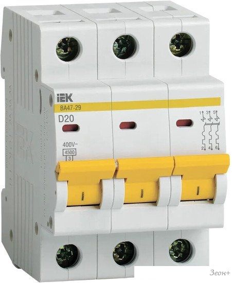 Выключатель автоматический IEK ВА 47-29 3п 20А D MVA20-3-020-D