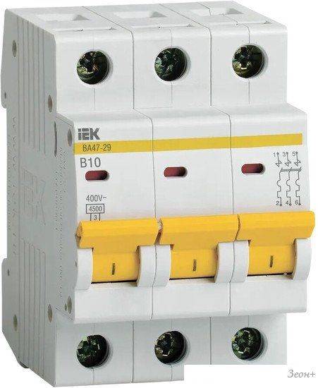 Выключатель автоматический IEK ВА 47-29 3п 10А B MVA20-3-010-B