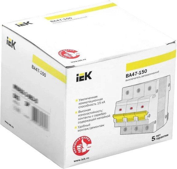 Выключатель автоматический IEK ВА 47-150 125А 3Р 15кА С MVA50-3-125-C