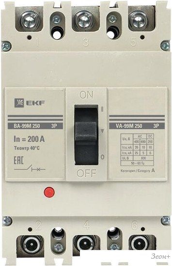 Выключатель автоматический EKF PROxima ВА-99 250200А 3P 35кА mccb99-250-200m