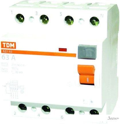 Устройство защитного отключения TDM Electric ВД1-63 4Р 16А 30мА SQ0203-0028