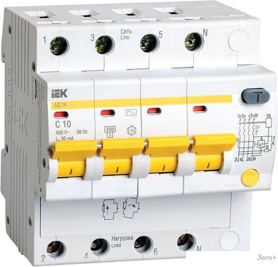 Дифференциальный автомат IEK MAD10-4-010-C-030