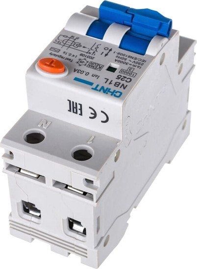 Дифференциальный автомат Chint NB1L 1P+N C25 30mA AC 10kA (36мм) (R)