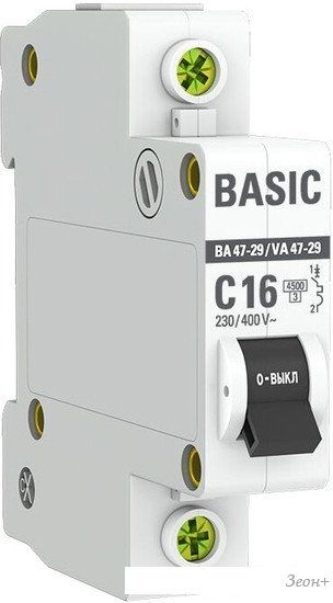Выключатель автоматический EKF ВА 47-29 1P 16A (C) 4.5кА mcb4729-1-16C