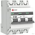 Выключатель автоматический EKF ВА 47-63 3P 63А (C) 4.5kA PROxima mcb4763-3-63C-pro